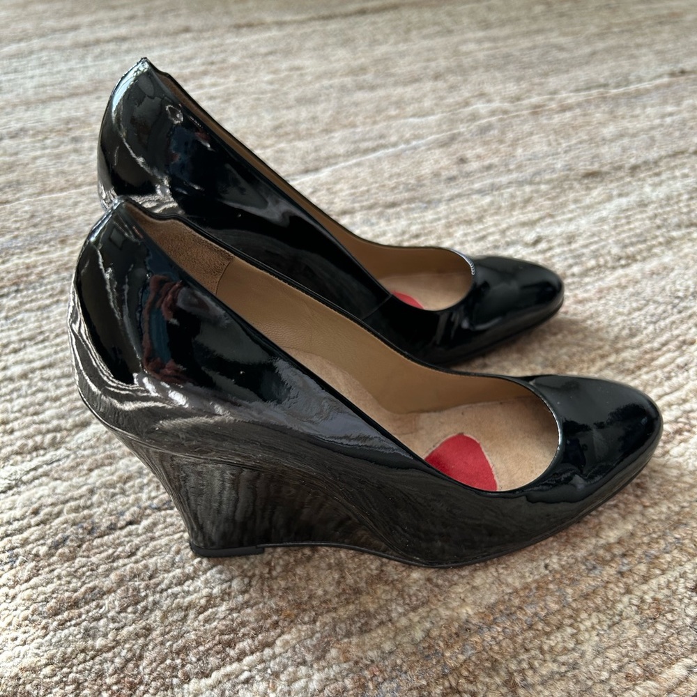 Patent leather platform black 3” heels dress shoes size women’s 6